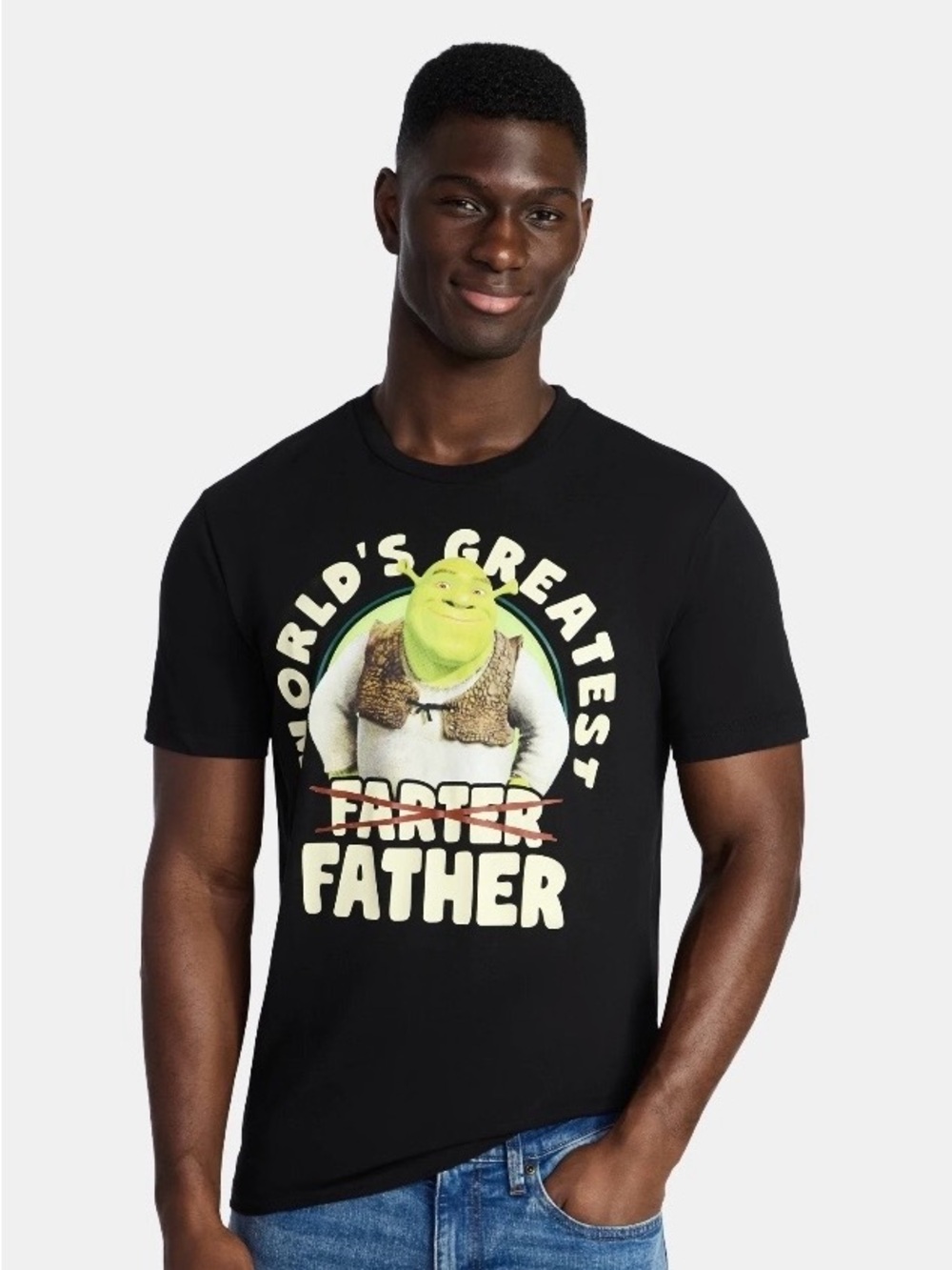 Dreamworks Black Shrek 'World's Greatest Father' Graphic Tee